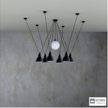 Lampe Gras 327 + 6 х SHA L ROUND Black + GLASS BALL 175 — Потолочный подвесной светильник LES ACROBATES DE GRAS