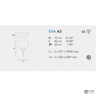 Masiero EVA A3 V50 — Настенный накладной светильник ECLETTICA EVA