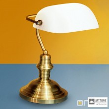 Orion LA 4-587 1 Patina opal (1xE27) — Настольный светильник Bankers Lamp, Antique Brass finish and opal glass shade