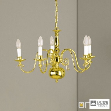 Orion LU 1235 5 MS — Потолочный подвесной светильник Flemish chandelier, 5 lamps, Shiny Brass finish