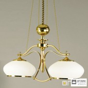 Orion LU 1462 2 gold-Zug 386 opal-gold — Потолочный подвесной светильник Empire chandelier, 24K gold plated, with 2 opal glasses and pulley/weight