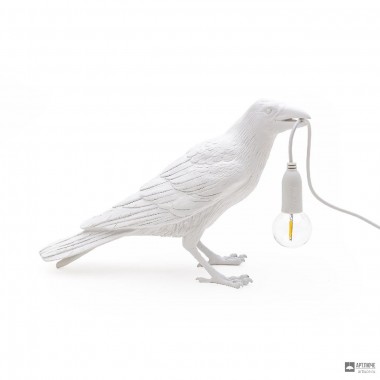 Seletti 14732 — Дизайнерская настольная лампа для гостиной в форме белого ворона Bird Lamp White Waiting