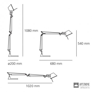 Artemide A005940 — Корпус для настольного светильника Tolomeo Mini Table - Black - Body Lamp