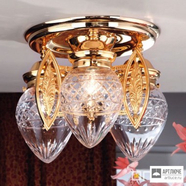 Orion DLU 1441 3 gold 411 klar-Schliff — Потолочный накладной светильник Budapest ceiling light, 3 lights in 24K gold plated finish with clear cut glasses