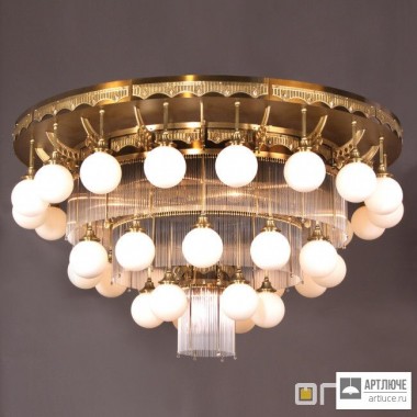 Orion DLU 1660 18+12+6+1 alt-MS 150 opal sm — Потолочный накладной светильник Adele Ceiling Light, 37 lamps, Antique Brass finish, with opal glasses