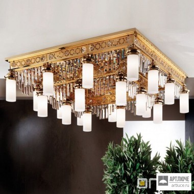 Orion DLU 1705 12+8 gold Prisma klar — Потолочный накладной светильник ORIONtal ceiling light, 12+8 lampholders, 24K gold plated and clear crystal prisms