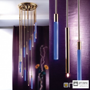 Orion DLU 2374 44 8+8 gold Rille LED-blau — Потолочный накладной светильник LED spiral chandelier, 8+8 lamps, gold finish, blue LED