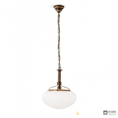 Orion HL 6-987 Patina 330 opal matt — Потолочный подвесной светильник Wiener Nostalgie pendant light, 33cm, antique brass finish, matt opal glass