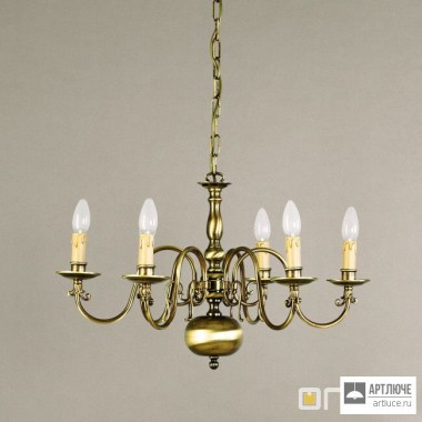 Orion LU 1235 6 Patina — Потолочный подвесной светильник Flemish chandelier, 6 lamps, Antique Brass finish