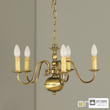 Orion LU 1283 5 Patina — Потолочный подвесной светильник Flemish Style chandelier, 5 lamps, Antique Brass finish