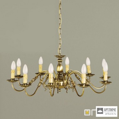 Orion LU 1285 10 Patina — Потолочный подвесной светильник Chandelier flemish style, 10 lamps, Antique Brass finish