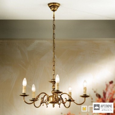 Orion LU 1285 5 Patina — Потолочный подвесной светильник Chandelier flemish style, 5 lamps, Antique Brass finish