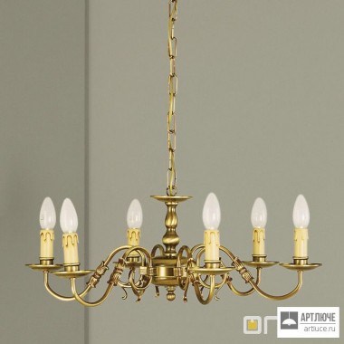 Orion LU 1285 6 Patina — Потолочный подвесной светильник Chandelier flemish style, 6 lamps, Antique Brass finish