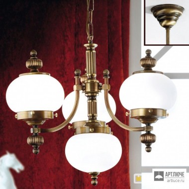 Orion LU 1319 3+1 Patina 328 opal matt — Потолочный подвесной светильник Wiener Nostalgie Chandelier, 3+1 lamps, antique brass finish, upwards, matt opal glasses