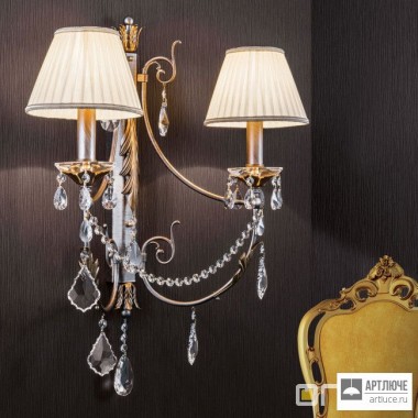 Orion WA 2-1301 2 silber-gold 2406 Orga champ — Настенный накладной светильник Miramare wall light, silver-gold finish, 2 lamps, with champagne organza shades