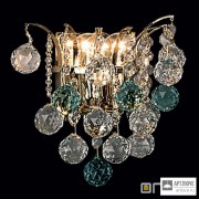 Orion WA 2-843 2 gold grun (2xE14) — Настенный накладной светильник KRISTALL KLASSISCH wall light, 2 lamps, 24K gold plated, clear+green crystal